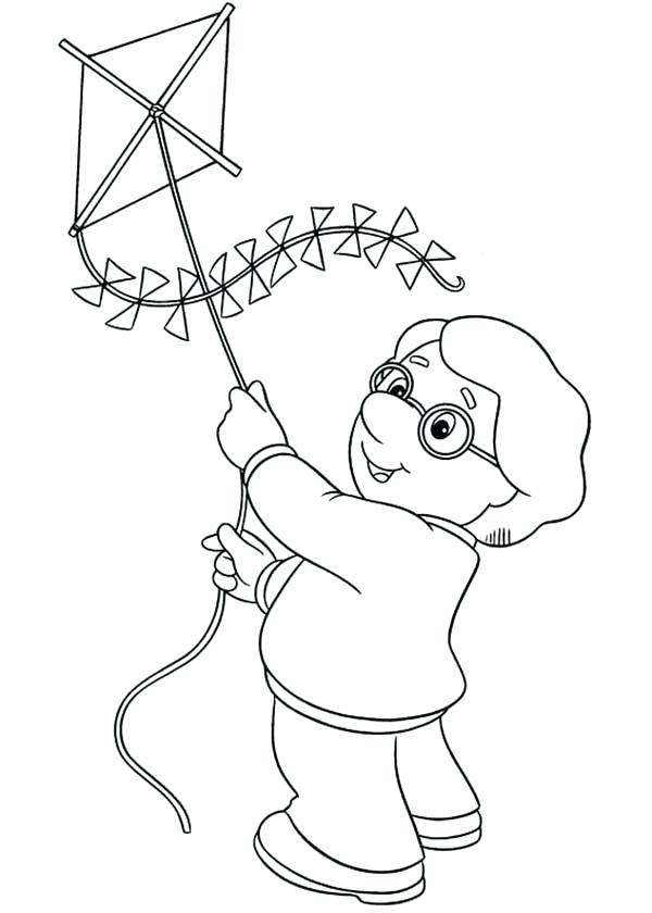 600x840 Kite Coloring Page Charlie Trying To Fly A Kite In Postman Pat