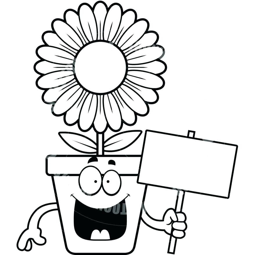 878x878 Flower Pot Coloring Pages Black And White Flower Pots Coloring Pin