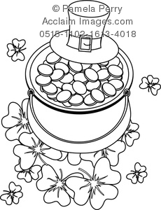Clip Art Illustration Of A Pot Of Gold St Patrick's Day Coloring Page 230x300 Clip Art Illustration Of A Pot Of Gold St Patrick's Day Coloring Page