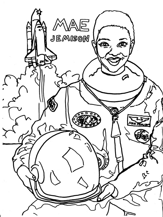 541x720 Mae Jemison Coloring Page