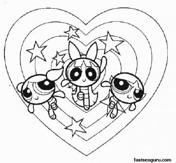 363x338 Printable Powerpuff Girls In Action Bubbles Blossom Buttercup