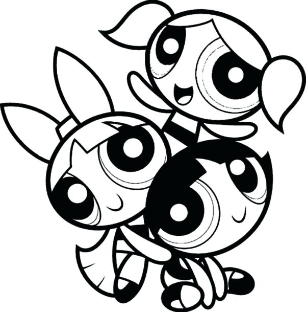 600x610 Powerpuff Girls Coloring Book With Girls Coloring Book Bubbles