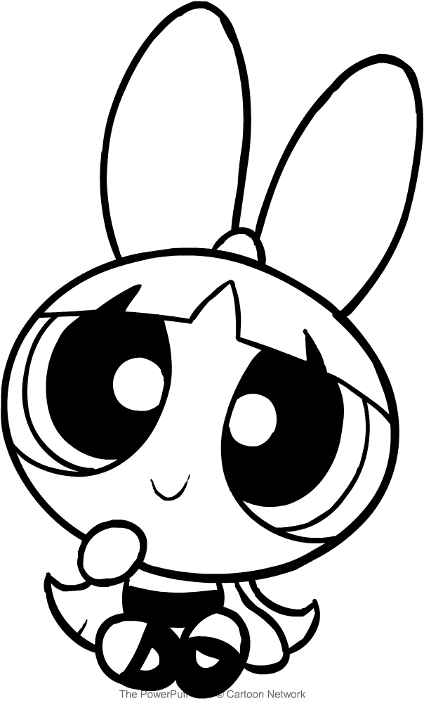 604x1000 Drawing Blossom Sitting Smiling (The Powerpuff Girls) Coloring Page
