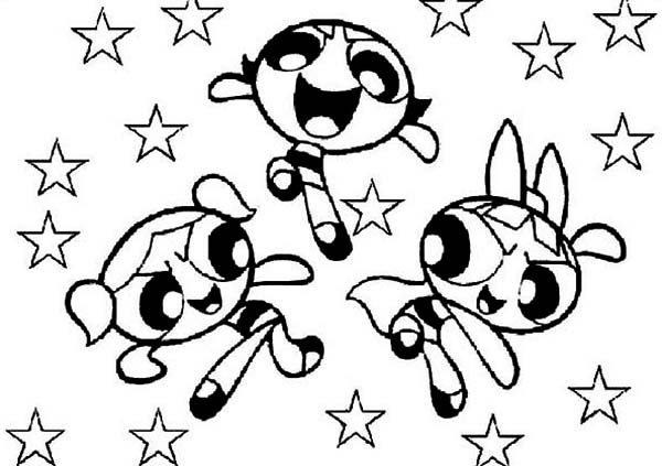 600x423 The Powerpuff Girls And Stars Coloring Page Color Luna