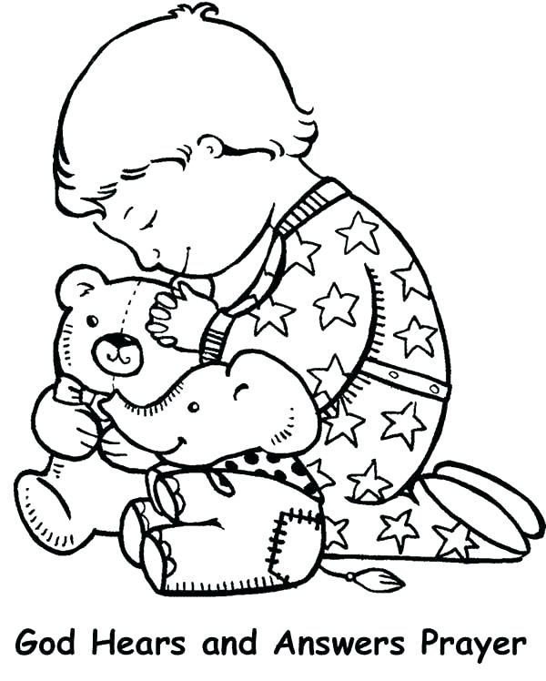 600x748 The Lords Prayer Coloring Pages Children Praying Coloring Page