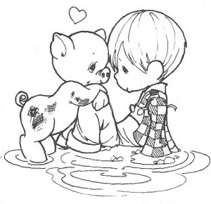 300x290 Precious Moments Boy With Dog Coloring Pages For Kids