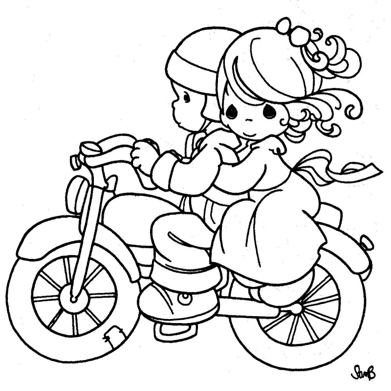 800x800 Precious Moments Couples With Bike Coloring Pages