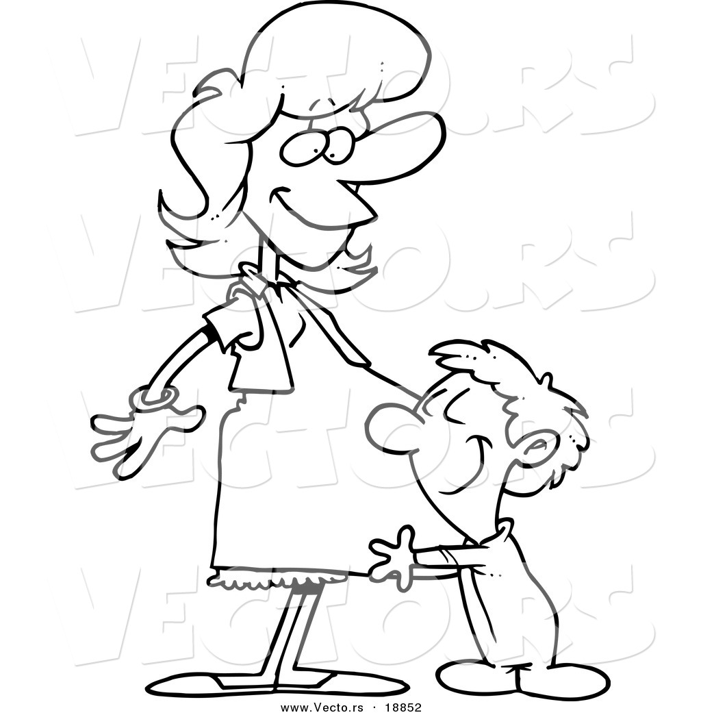 1024x1044 Vector Of A Cartoon Son Hugging His Pregnant Mom