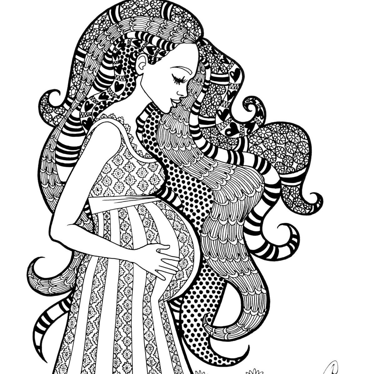 1200x1199 A Sweet Expectation Coloring Page Motherhood Series