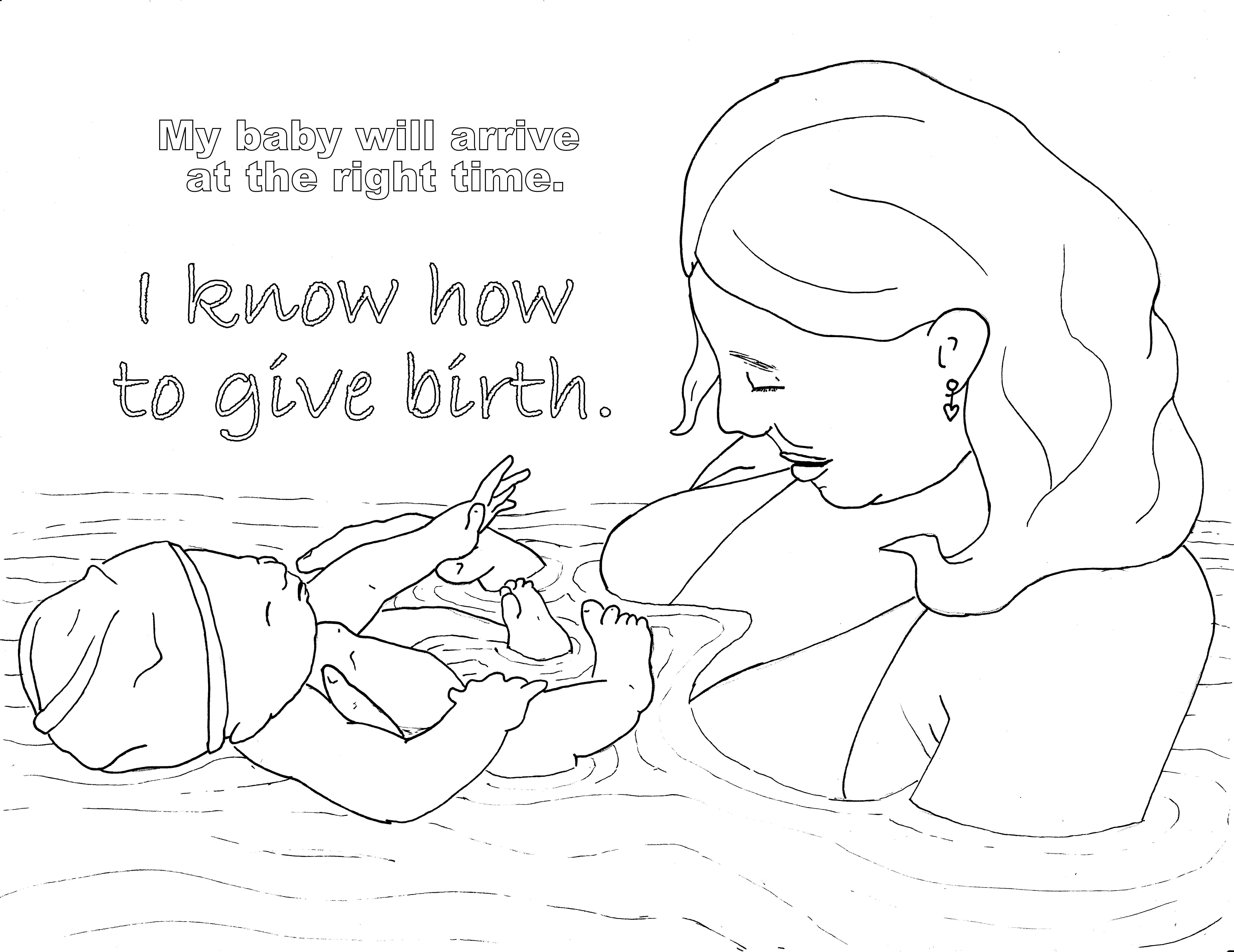 6594x5086 Birth Affirmation Coloring Page Free Printable! Water Birth