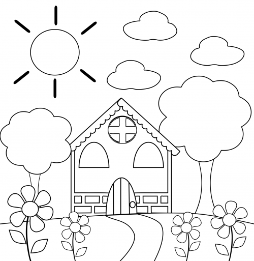 Preschool Coloring Page House 500x513 Preschool Coloring Page House