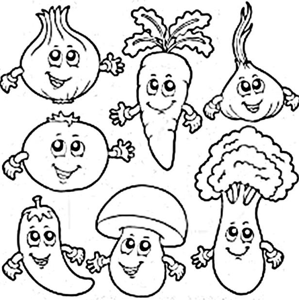Vegetable Coloring Pages 616x618 Vegetable Coloring Pages