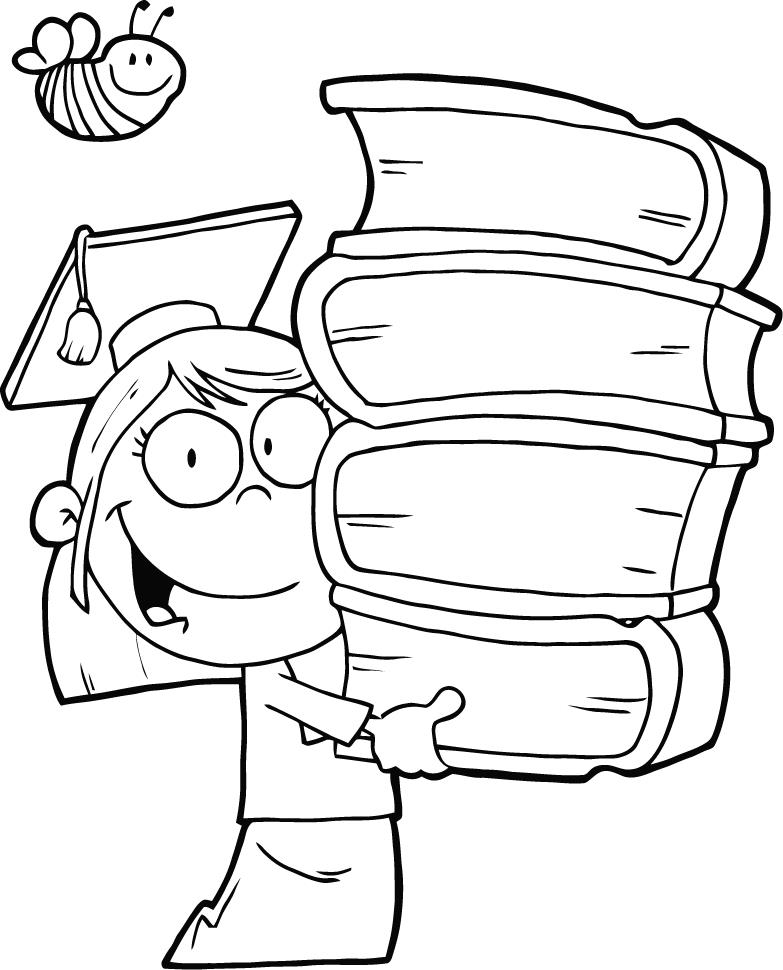 783x970 Coloring Pages Of Graduation Girl Holding Books With Graduation