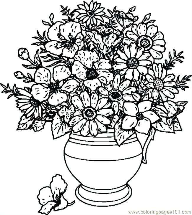 650x730 Coloring Pages Of Flowers In A Vase Coloring Flower Page Printable