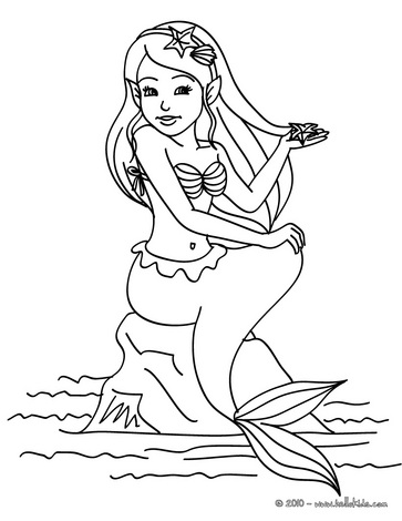 363x470 Mermaid Seated Coloring Page