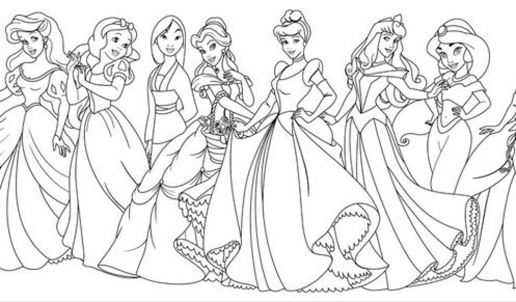1024x600 All Disney Princess Coloring Pages 11 Pretty Princess Coloring