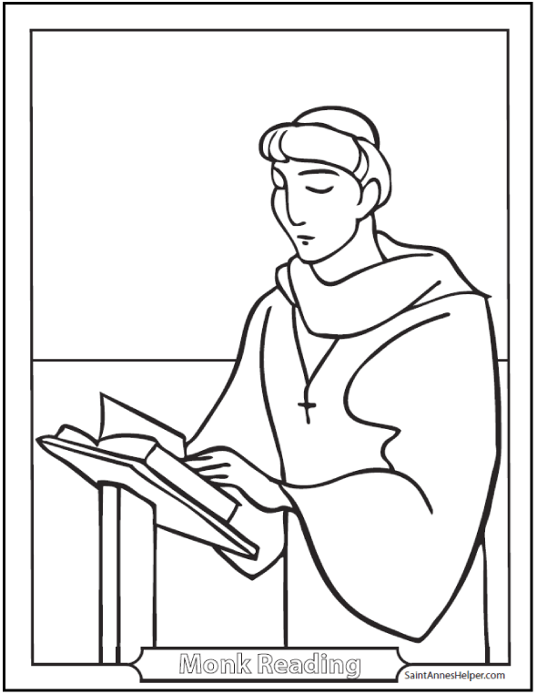 Monk Coloring Page Benedictine, Carmelite, Dominican 590x762 Monk Coloring Page Benedictine, Carmelite, Dominican
