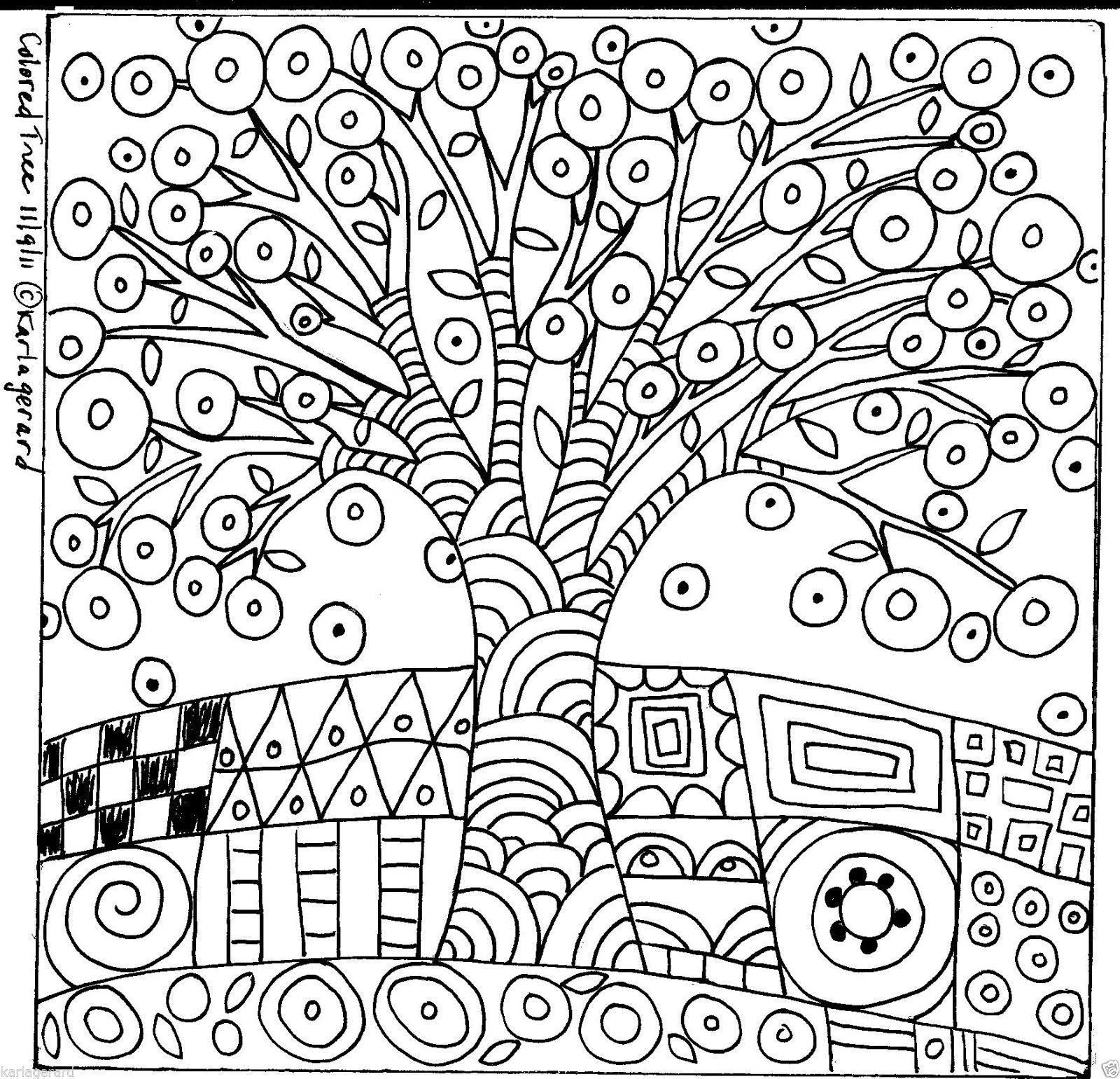 1600x1541 Rug Hooking Paper Pattern Colored Tree Folk Art Primitive Abstract