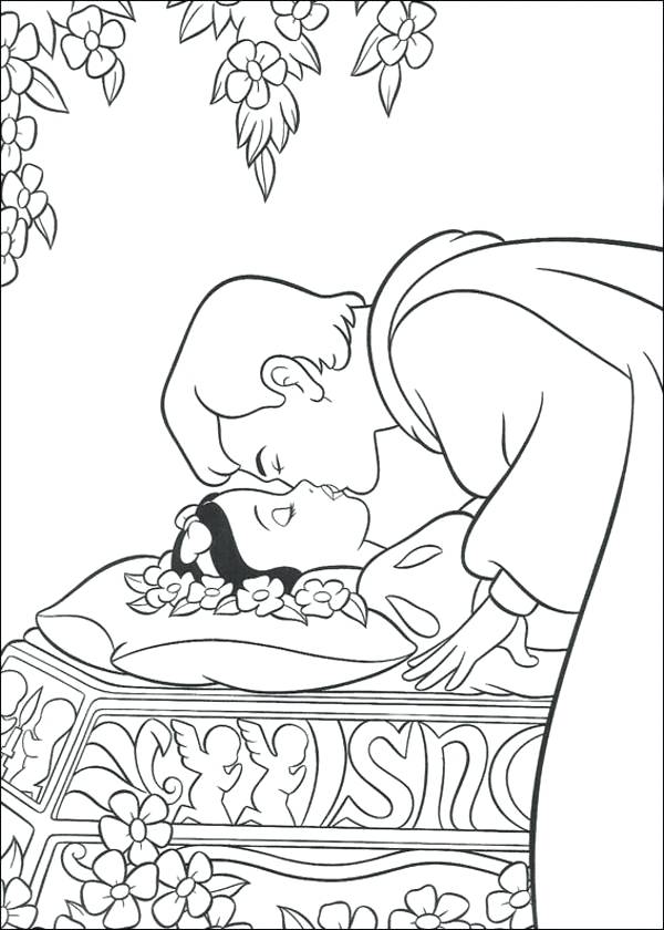 Princess And Prince Coloring Pages Prince Kissed The Princess Snow 600x840 Princess And Prince Coloring Pages Prince Kissed The Princess Snow