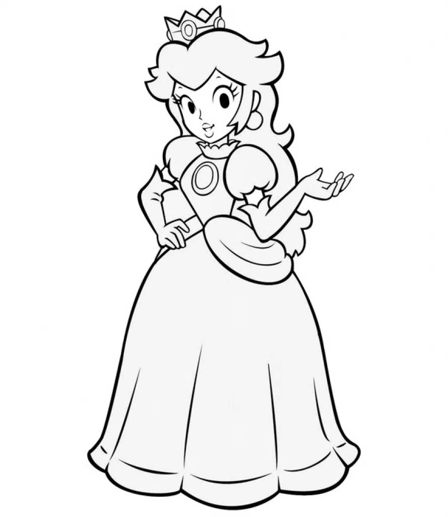 Princess Peach Coloring Pages 889x1024 Princess Peach Coloring Pages