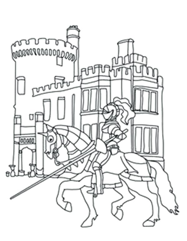 600x773 Castle Coloring Pages Knights Knights In Front Of Castle Coloring