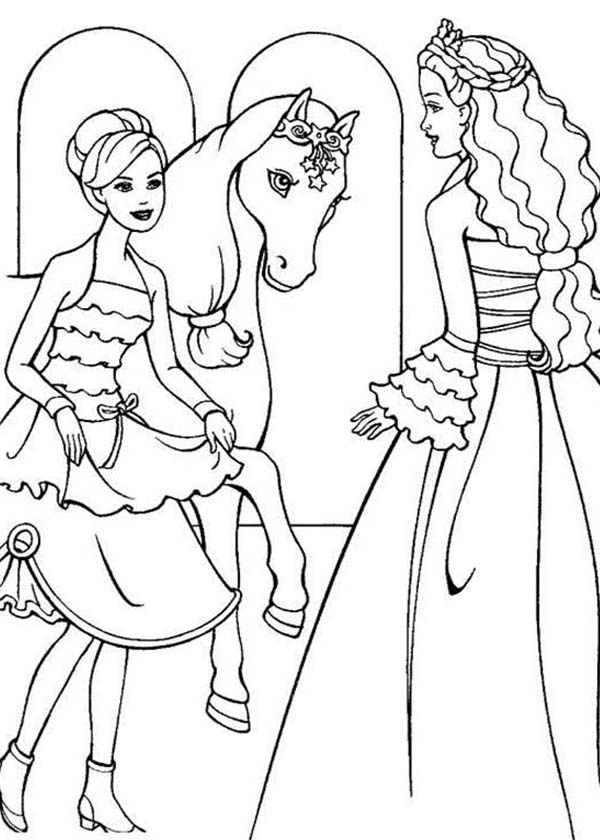 600x840 Barbie Princess Would Like To Ride Her Horse Coloring Page