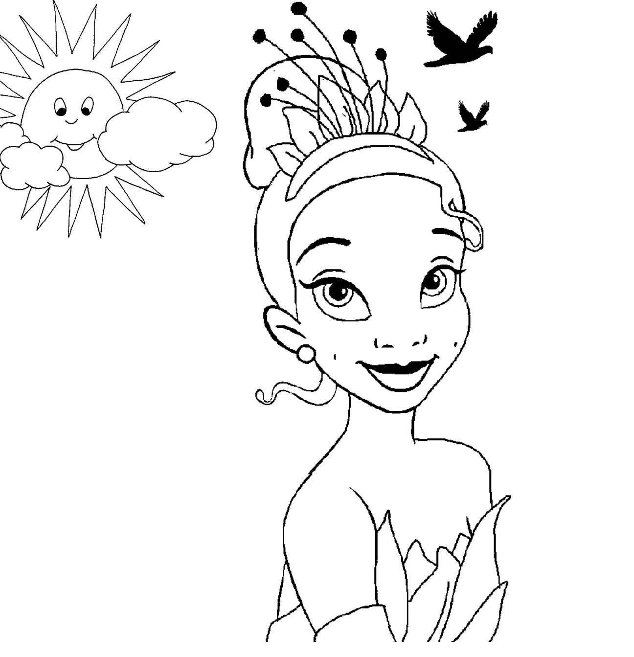 Princess Tiana Coloring Pages 1296x1343 Princess Tiana Coloring Pages