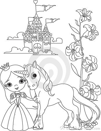 Princess And Unicorn Coloring Pages 348x450 Princess And Unicorn Coloring Pages