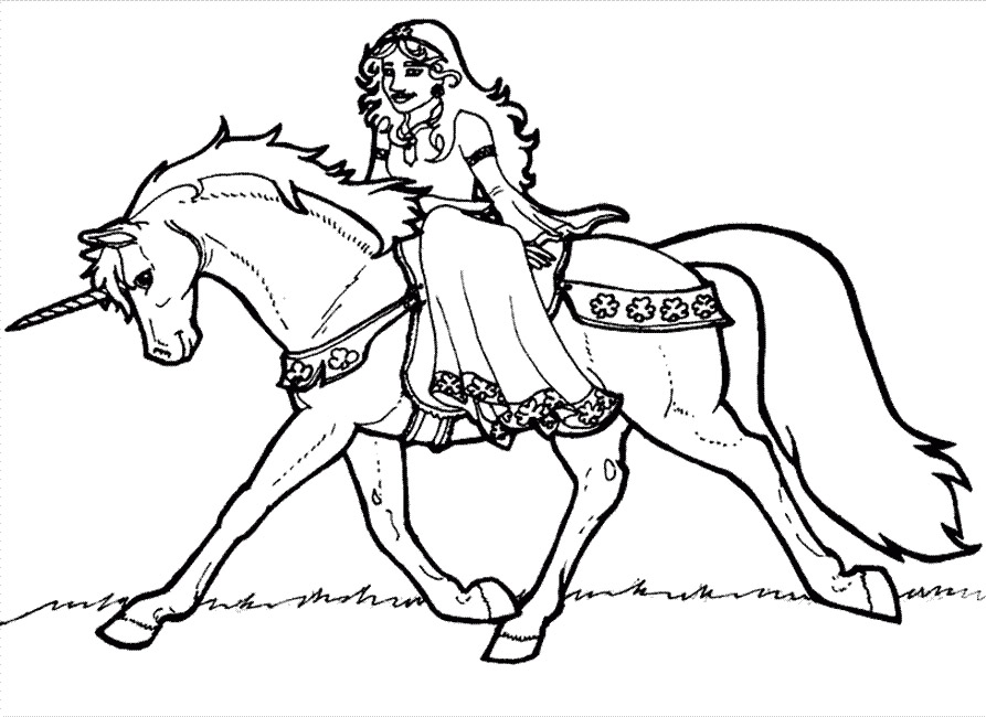 Printable Unicorn With Princess Coloring Pages 893x650 Printable Unicorn With Princess Coloring Pages