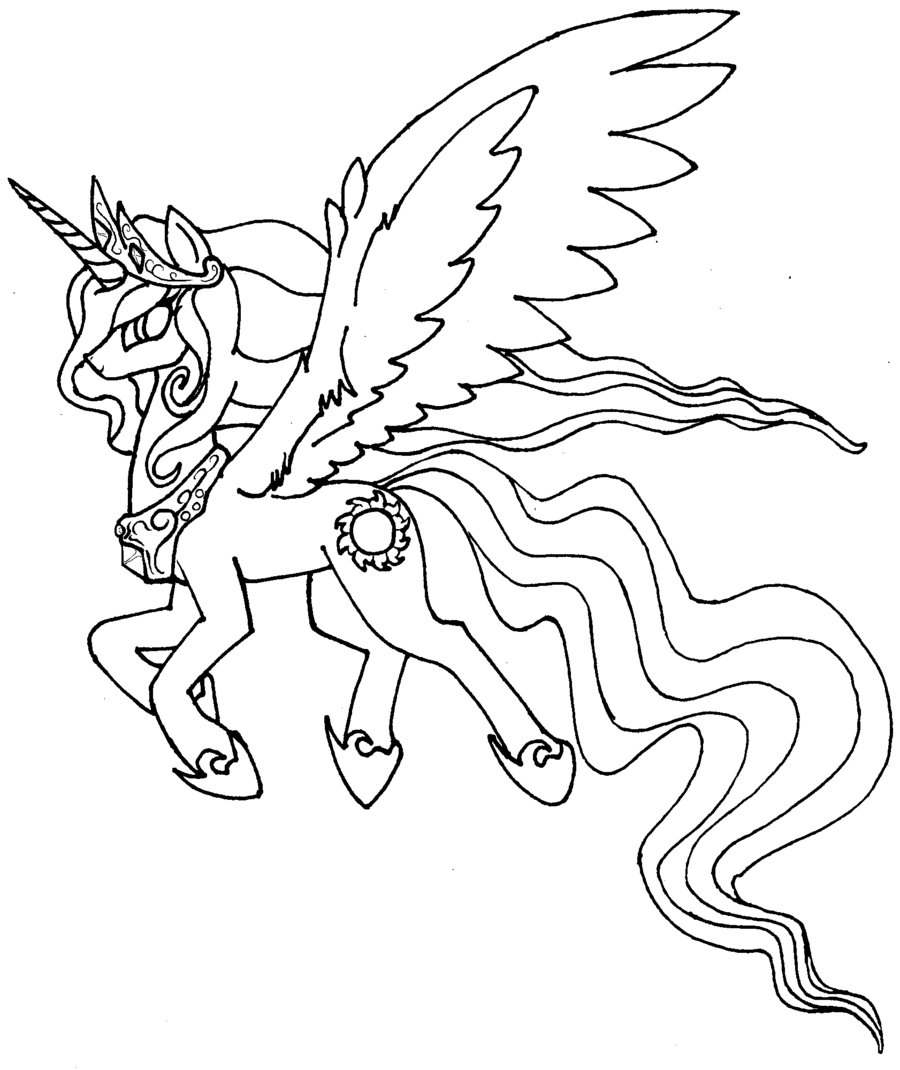 900x1070 My Little Pony Princess Celestia Coloring Pages
