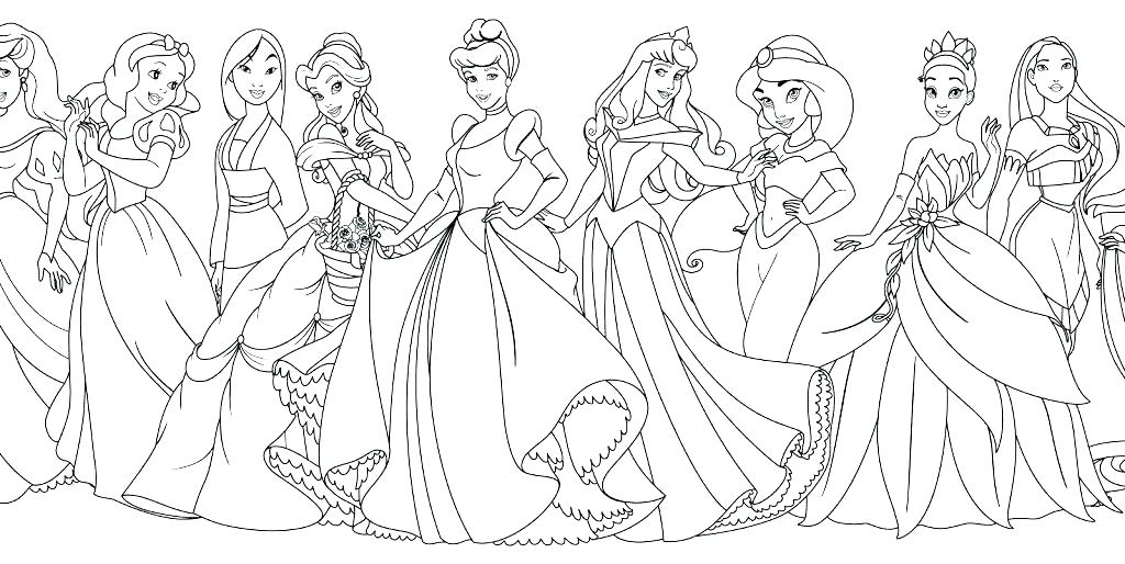 1024x514 Belle Coloring Pages Princesses Coloring Page All Princess Pages