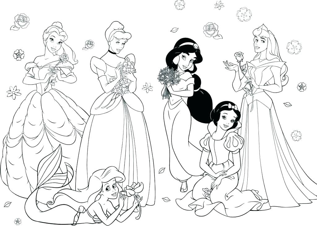 1024x730 New All Princesses Coloring Pages On Print With Princess Palace