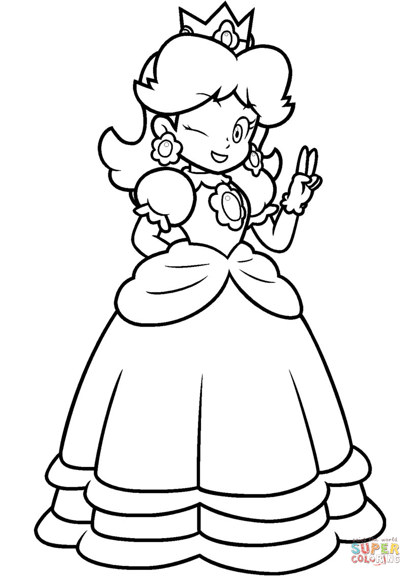814x1141 Princess Daisy Coloring Pages Mario Page Free Printable Arilitv
