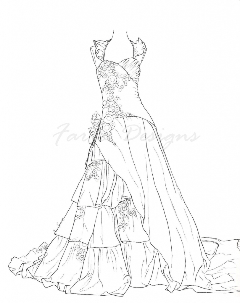 811x1024 Barbie Princess Dress Drawing Barbie Night Dress Coloring Only