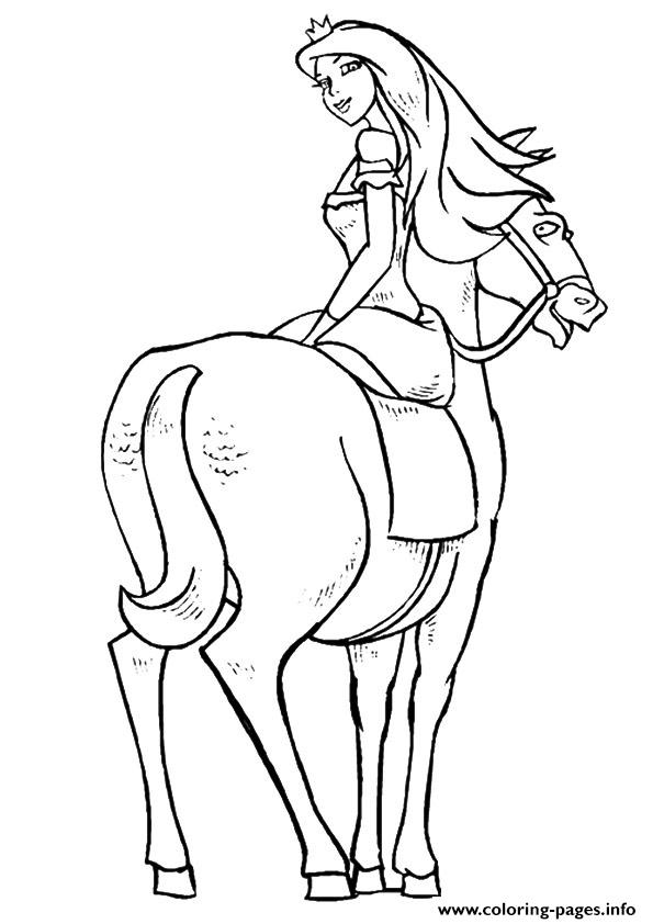595x842 The Princess Riding On Her Horse Coloring Pages Printable