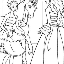 268x268 Barbie Princess Would Like To Ride Her Horse Coloring Page