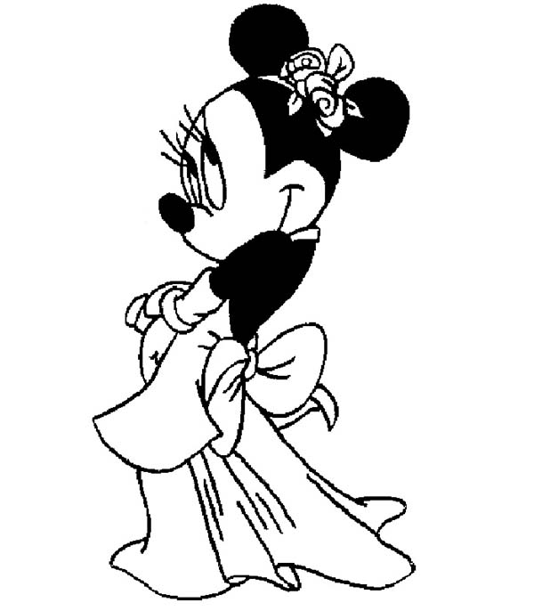 Minnie Mouse Wedding Dress Coloring Page Minnie Mouse 600x686 Minnie Mouse Wedding Dress Coloring Page Minnie Mouse