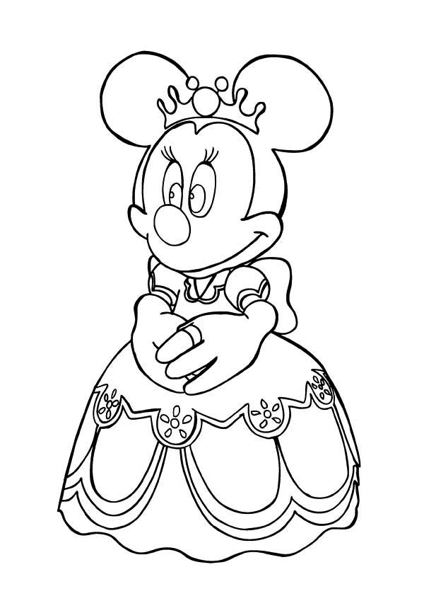 Princess Minnie Mouse Coloring Page 600x849 Princess Minnie Mouse Coloring Page