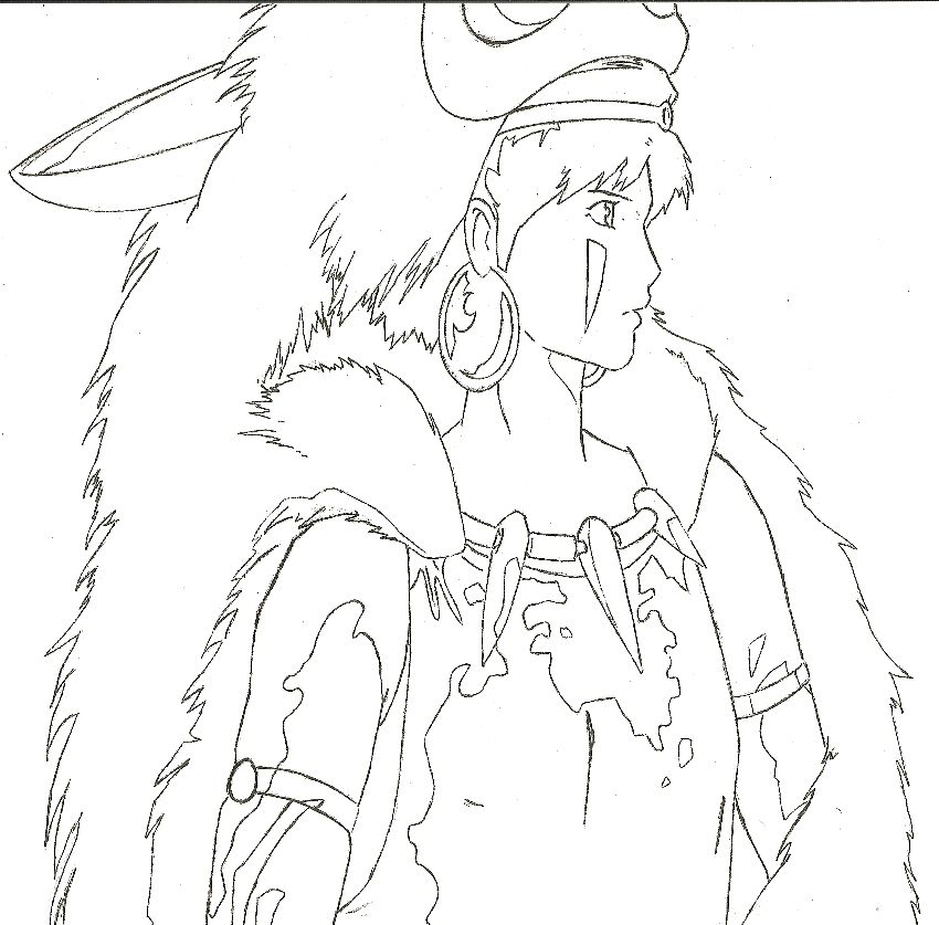 850x837 Princess Mononoke (San) Coloring Page Princess Mononoke