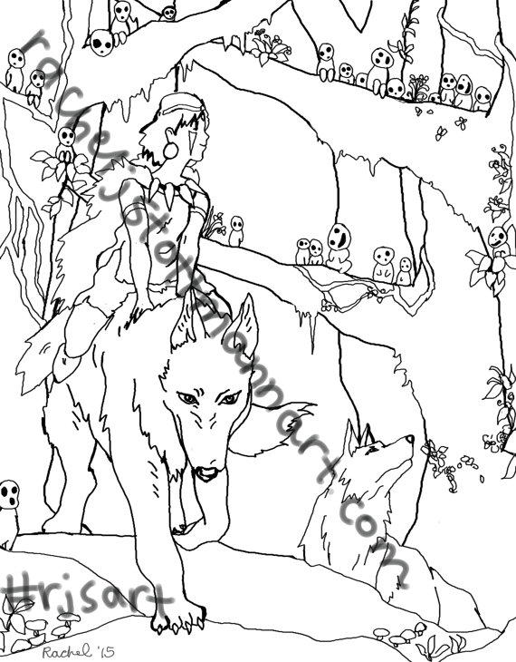 570x730 Princess Mononoke Coloring Pages