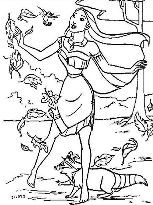 Pocahontas Coloring Pages Fall Leaves On Cartoon Princess 600x802 Pocahontas Coloring Pages Fall Leaves On Cartoon Princess