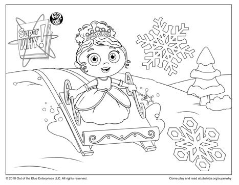 467x363 Super Why Coloring Page Princess Presto Sledding Happy Holidays