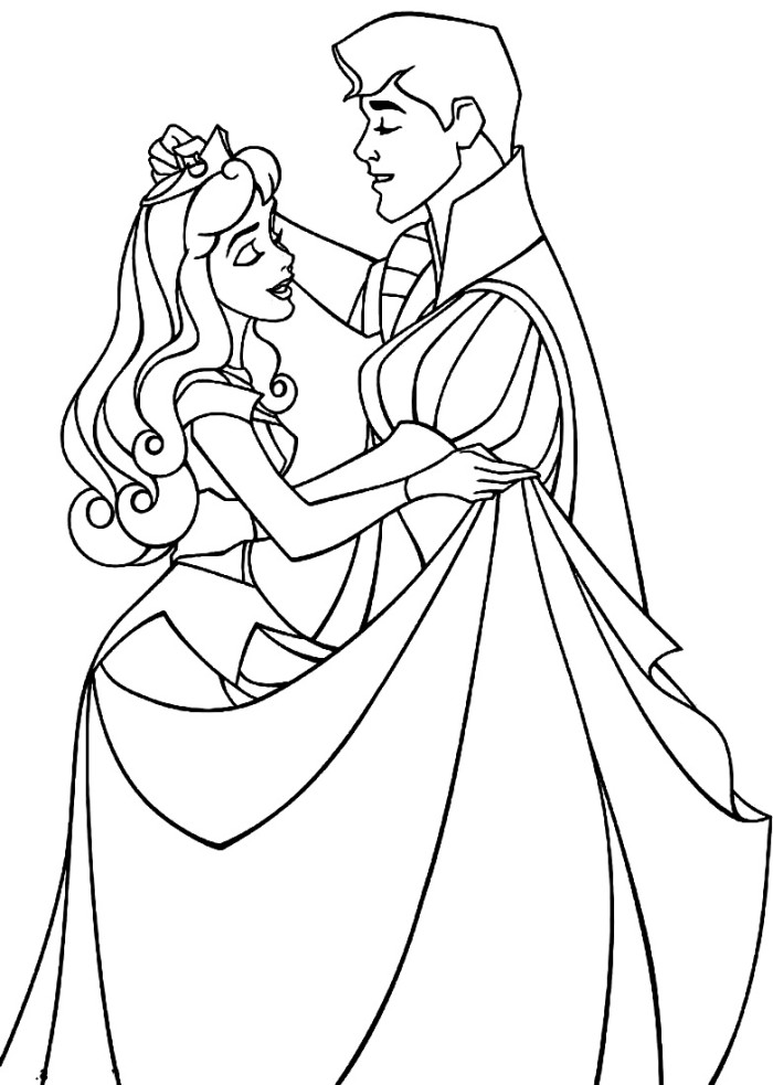 Sleeping Beauty Dancing With Her Prince Coloring Page 700x983 Sleeping Beauty Dancing With Her Prince Coloring Page