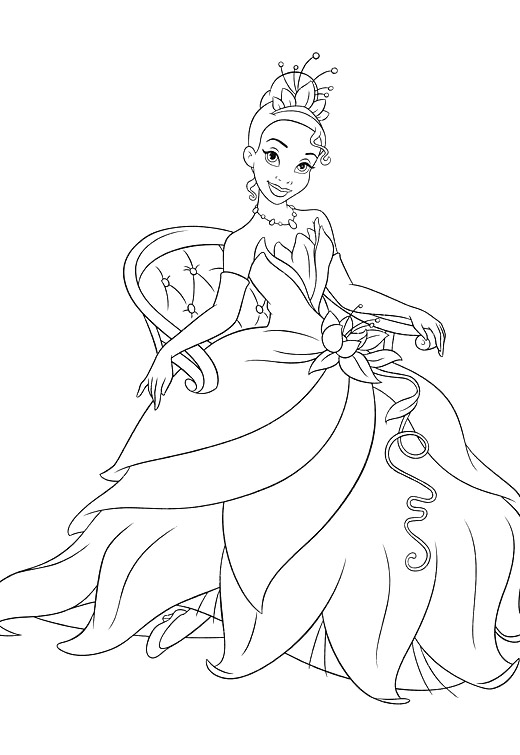 520x755 Princess Tiana Coloring Pages Printable