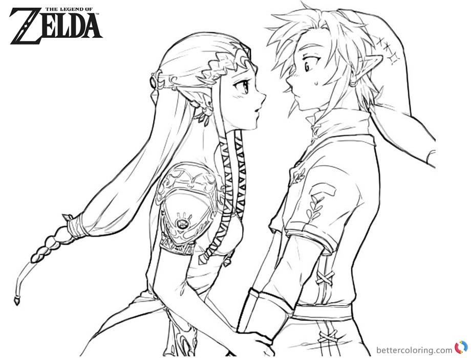 920x700 Legend Of Zelda Coloring Pages Link And Princess In Love