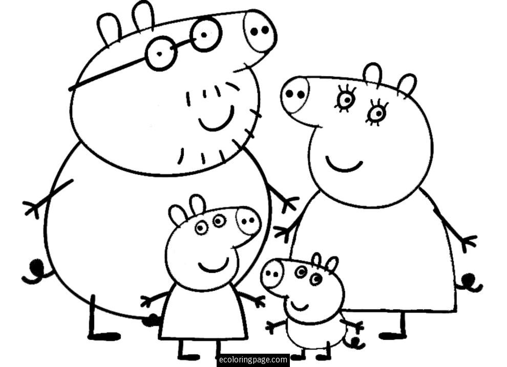 Peppa Pig And Family Coloring Page For Kids Printable 990x718 Peppa Pig And Family Coloring Page For Kids Printable