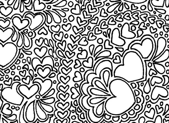 Abstract Hearts Printable Adult Coloring Page 570x416 Abstract Hearts Printable Adult Coloring Page