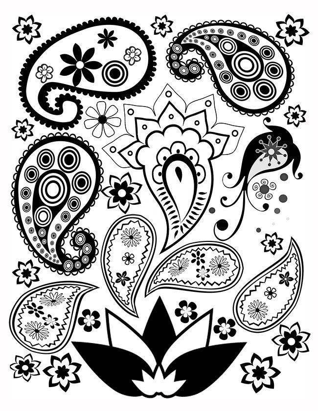 Free Printable Paisley Coloring Pages 650x841 Free Printable Paisley Coloring Pages
