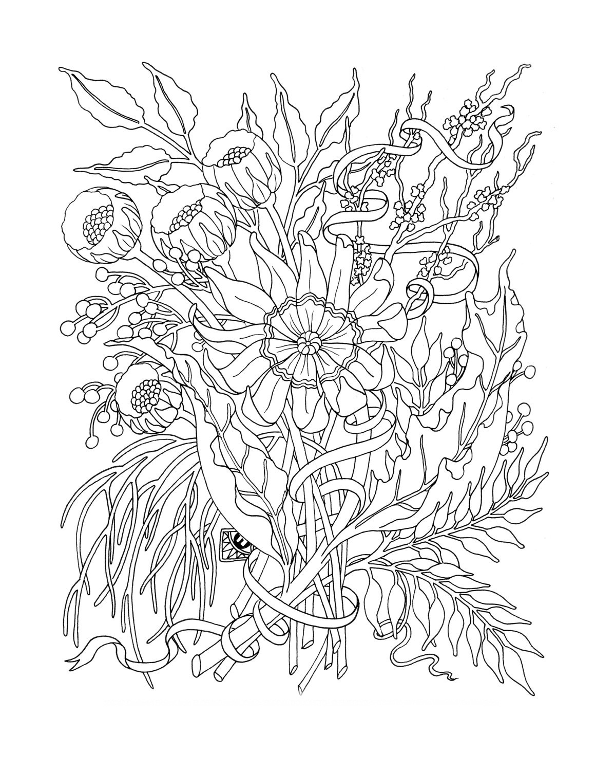 Simple Coloring Pages For Adults Difficult Flo 1159x1500 Simple Coloring Pages For Adults Difficult Flo
