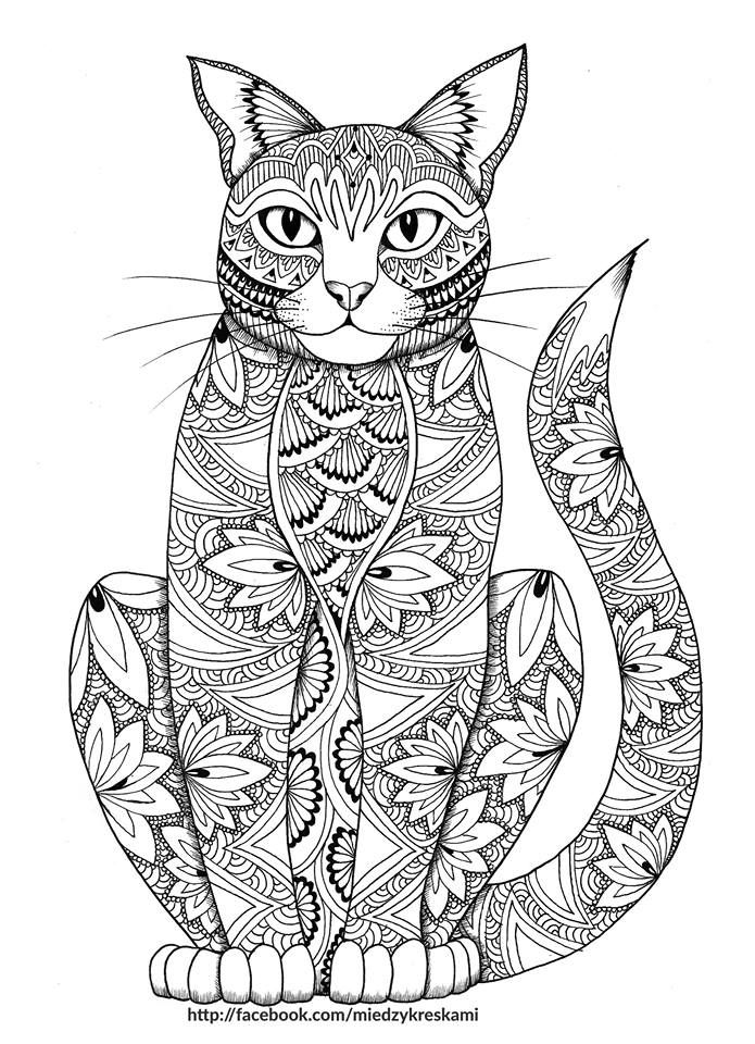 695x960 Animal Coloring Pages For Adults Coloring Pages Adults Cat Head